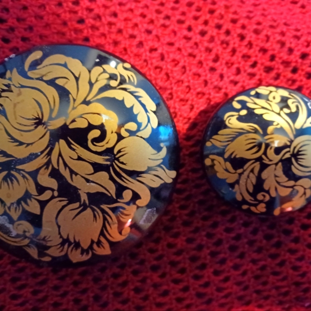 Midnight blue and gold floral jewelry pots